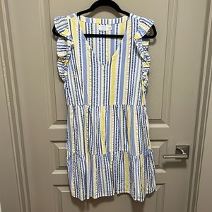 Time and Tru Blue/White/Yellow Striped Sundress